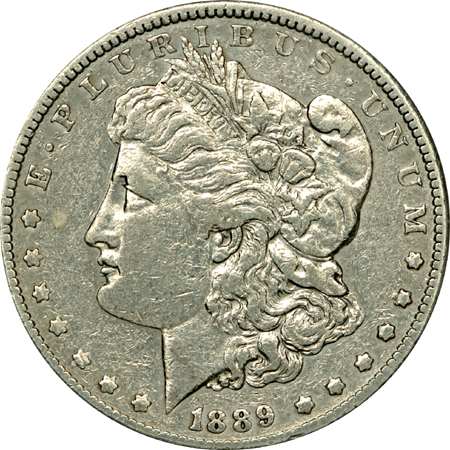 1889-CC Morgan dollar, ANACS XF-40 details, altered surfaces, cleaned.