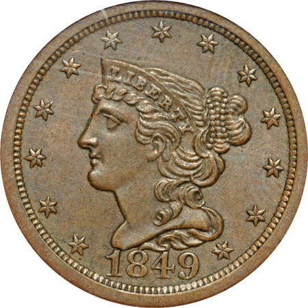 1849 Large Date (C-1, R-2) and 1851 (C-1, R-1) Coronet half-cents, PCGS.