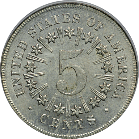 1866 w/ Rays. PCGS MS-64.