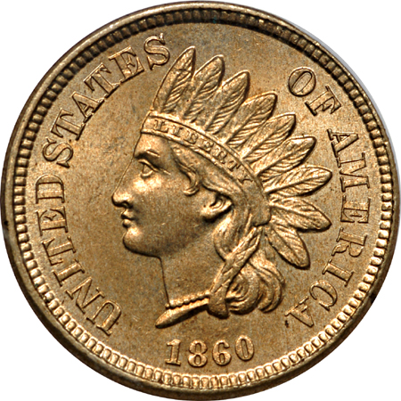 1860 "Pointed Bust" PCGS MS-64.