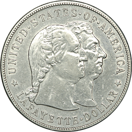 1893 Isabella Quarter and 1900 Lafayette commemorative silver dollar, XF.