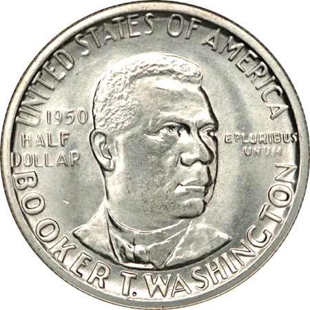 1950 (PDS) and 1951 (PDS) Booker T. Washington plus 1953 (P and D) and 1954 (PDS) George Washington Carver commemorative half-dollars, NGC.