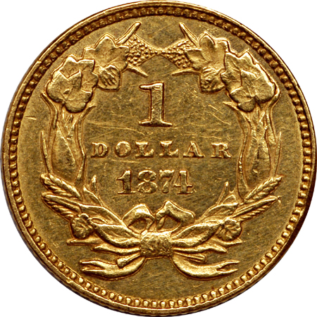 1851, 1856 and 1874 gold dollars.