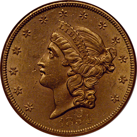 1854 Small Date. NGC AU-58.