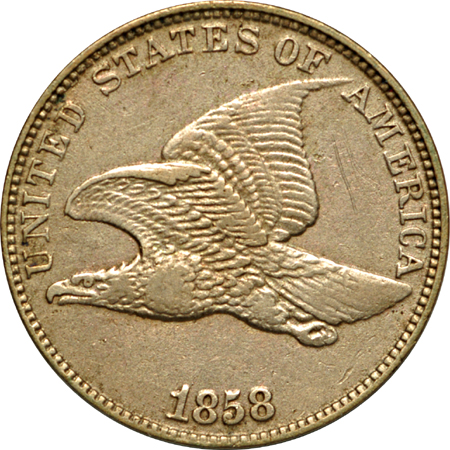 Three Flying Eagle Cents and Five Copper-Nickel Indian Head Cents.