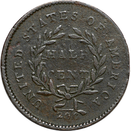 1794 "C-1a, R.3" half-cent, VF.