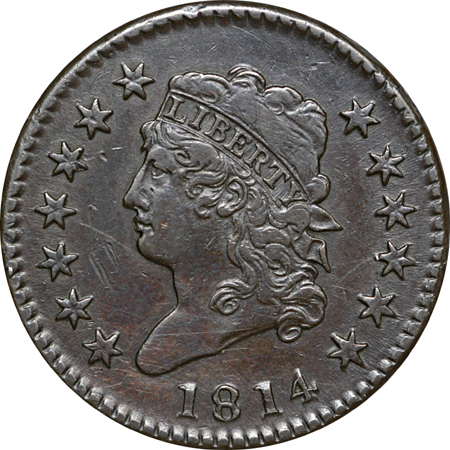 1814 Crosslet 4 S-294, R-1. VF, scratched.