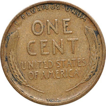 1909-S VDB VF, obverse scratch.