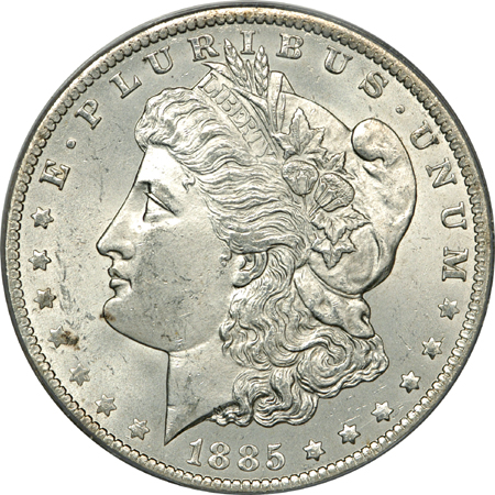 1884-O and five additional PCGS certified Morgan dollars. Unc.