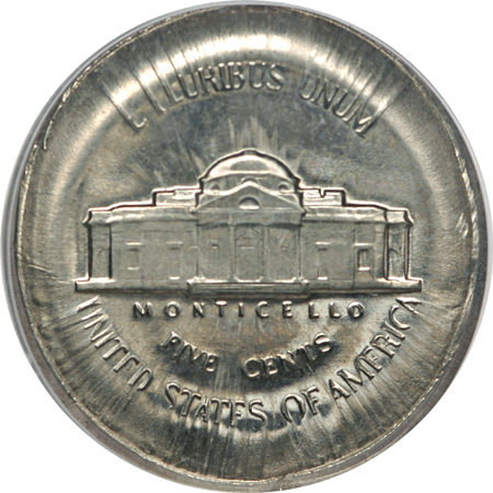 No Date Jefferson Nickel, Full Brockage on Obverse and Broadstruck, PCGS MS-65.