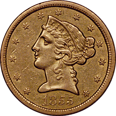 1855-O XF, reverse scratch.