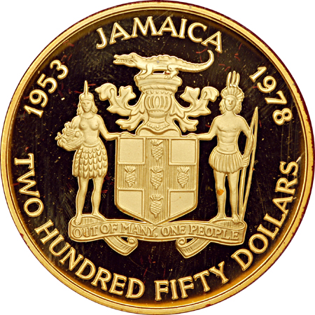 Two - 1978 Jamaica $250 Proof Gold Coins.