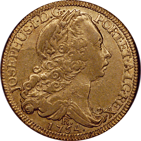 Brazil, 1754-R, 6,400 Reis, Jose I, FR.65, (KM172.2), NGC XF-45.