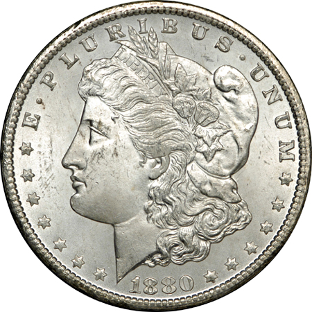 1880-CC GSA Morgan dollar, NGC MS-65.