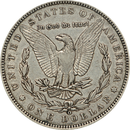 1888-O VAM-4, Hot Lips Doubled Die Obverse, Top 100 Variety. NGC AU-50.