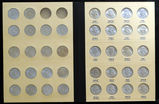 Album (1941 - 1964-D) of Washington quarters.