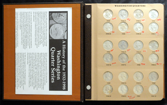 Album (1932 - 1997-S silver Proof) of Washington quarters.