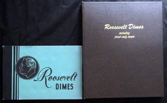 Four albums of Roosevelt dimes.