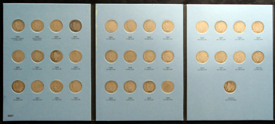 Album (1883 - 1912-S) of Liberty Head nickels.