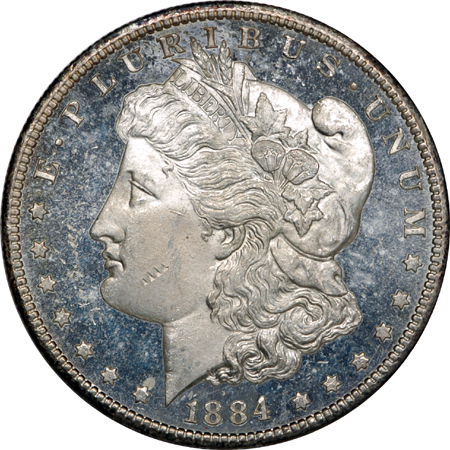 Twelve 1884-CC Morgan dollars. Unc.