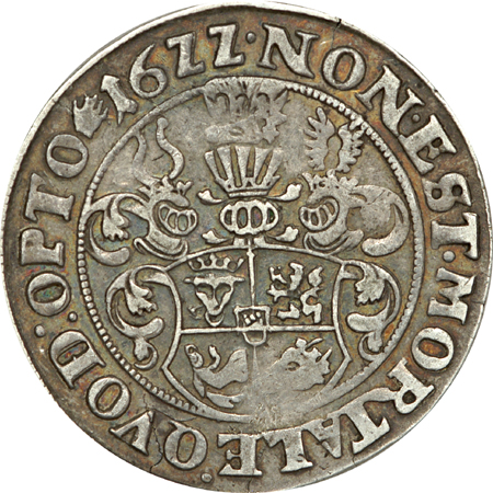 1622 Mecklenburg-Gustrow/German States 1/2 Thaler, Johann Albrecht II, catalog number KM-53. About XF.