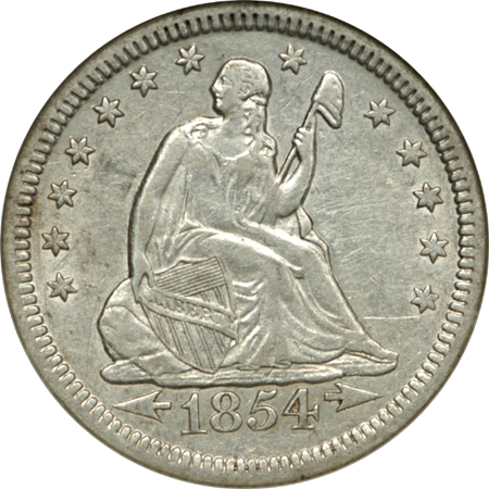 Five certified Seated Liberty quarters.