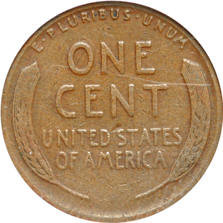 1922 'plain' Lincoln cent, ANACS VG-10 details, corroded..