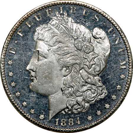 1882-CC and 1884-CC (x2) Morgan dollars.