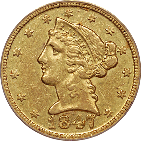 1847-D PCGS AU-53.