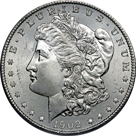 1879-S and 1902-S Morgan dollars, PCGS MS-64.