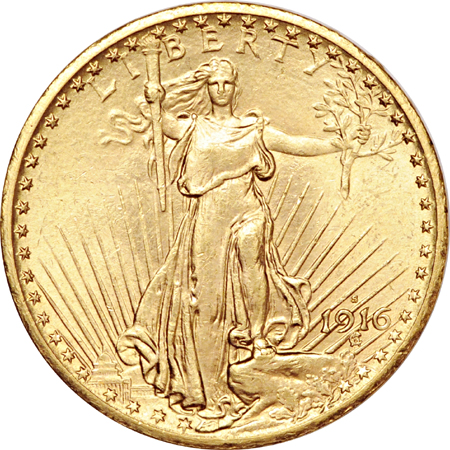 1916-S, 1923 and 1923-D Saint-Gaudens double-eagles.