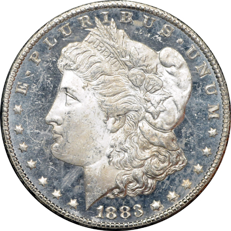 1883-CC (x5) and 1884-CC (x5) GSA Morgan dollars.