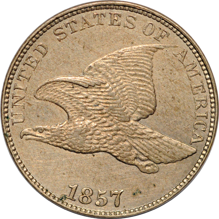 1857 (x2) Flying Eagle plus six additional Indian Head cents.