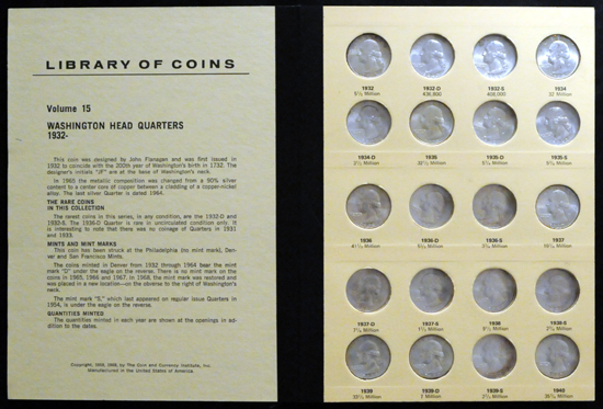 Album (1932 - 1968-D) of Washington quarters.