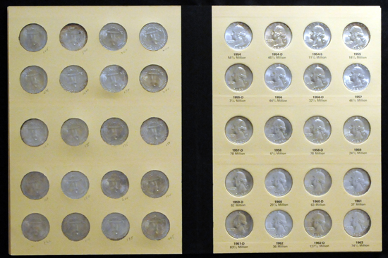 Album (1932 - 1968-D) of Washington quarters.