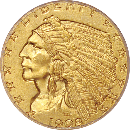 Seven certified Indian quarter-eagles.