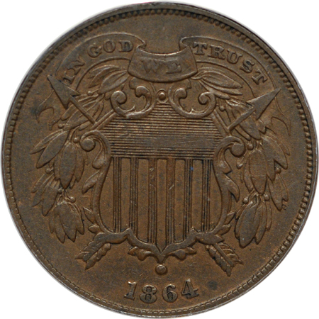 1864 Small Motto. ANACS XF-40.