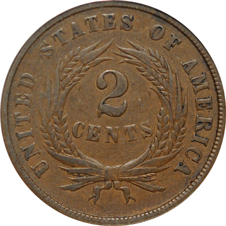 1864 Small Motto. ANACS XF-40.