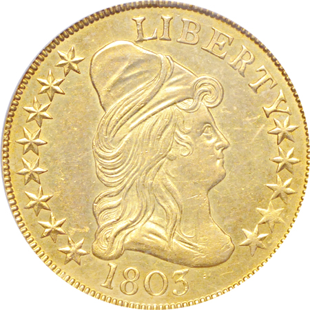 1803 Large Stars Reverse, Extra Star in Cloud (Breen 1-E, R-4). PCGS AU-58.