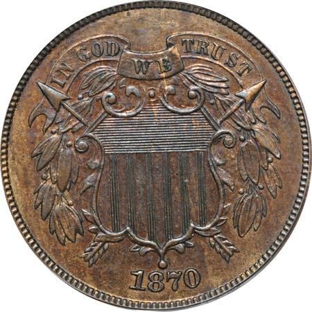 1870 PCGS PF-63 BN.