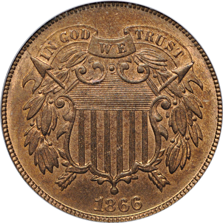 1864 Large Motto and 1866 (x2) Two cents. PCGS.