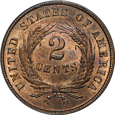 1864 Small Motto. PCGS MS-64 RB.