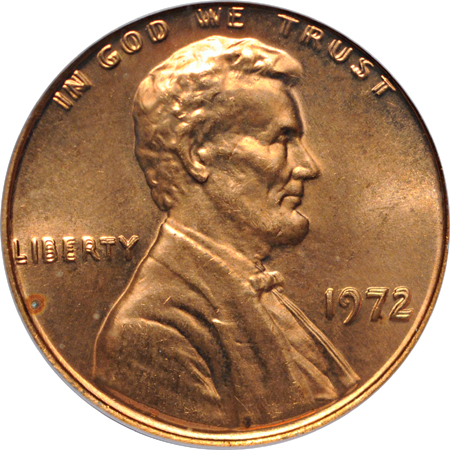 1972 doubled-die Lincoln cent, PCGS MS-64 RD.