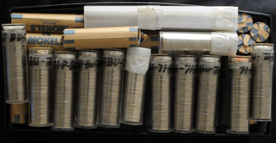 Ninety-four rolls of Jefferson nickels.