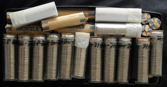 Ninety-four rolls of Jefferson nickels.