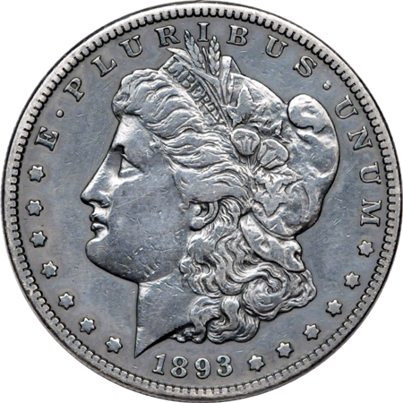 1893-S, VF Details, cleaned, cheek smoothed.