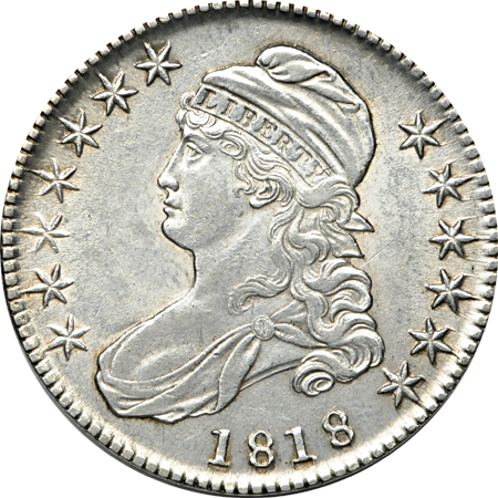 Six half-dollar type coins.