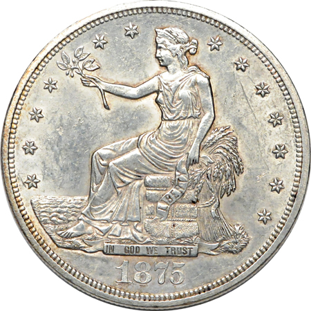 1873, 1875 and 1877 Trade dollars.