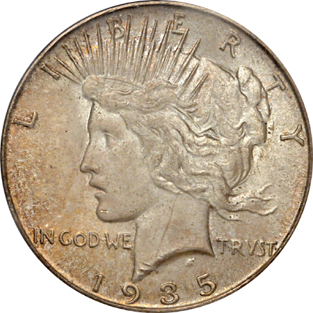 1935-S 3 Rays. PCGS MS-64.