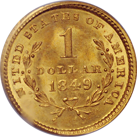 1849 Open Wreath. PCGS MS-64.